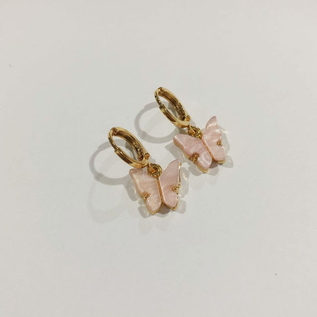 Pearl Butterfly Huggie Earrings