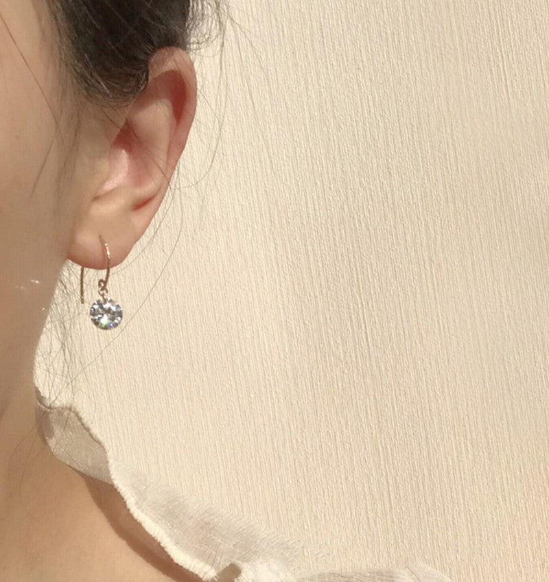 Round Zirconia Diamond 14K Gold-Packed Earrings