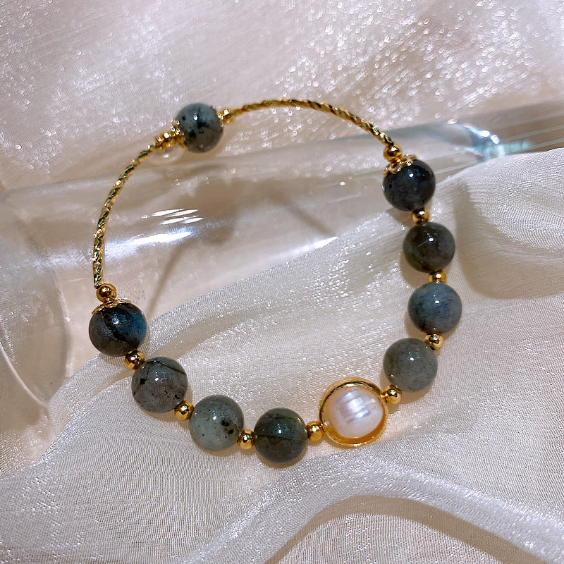 Baroque Freshwater Pearl Moonstone Bracelet