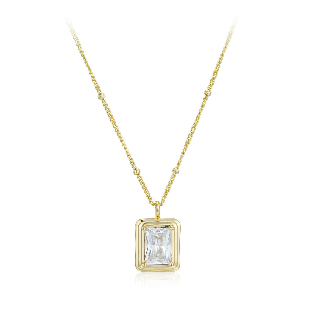 Sterling Silver Square Perfume Bottle French 5a Grade Zirconia Necklace