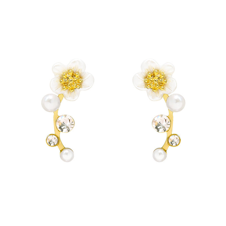 Flower Pearl & Crystal Earrings