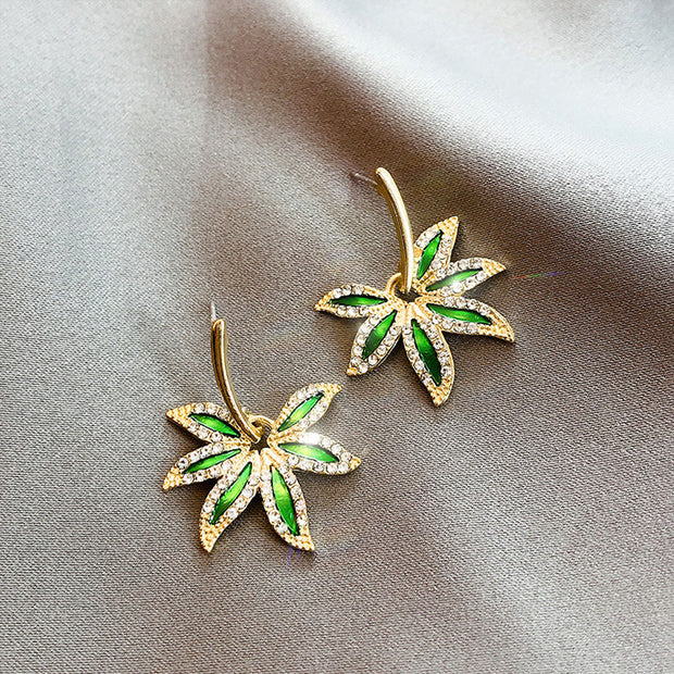 Enchanted Green Leaf Earrings