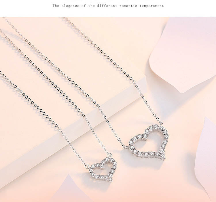 Open Heart Pavé Moissanite Necklace