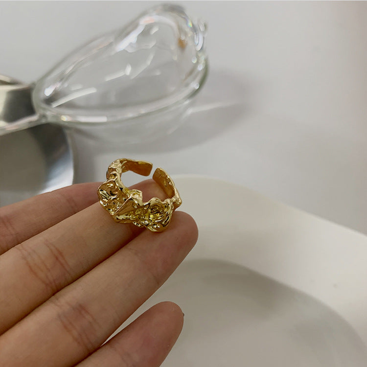 Metal Folded Lava Ring