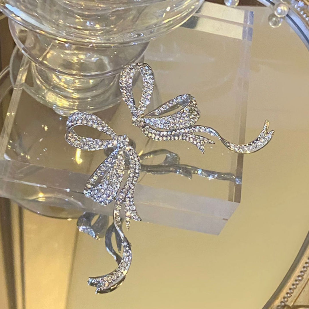 Bow Ribbon Zirconia Earrings