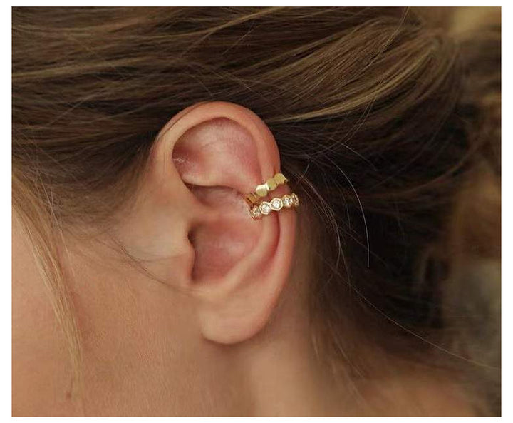 Sterling Silver Zirconia Geometric Ear Cuff