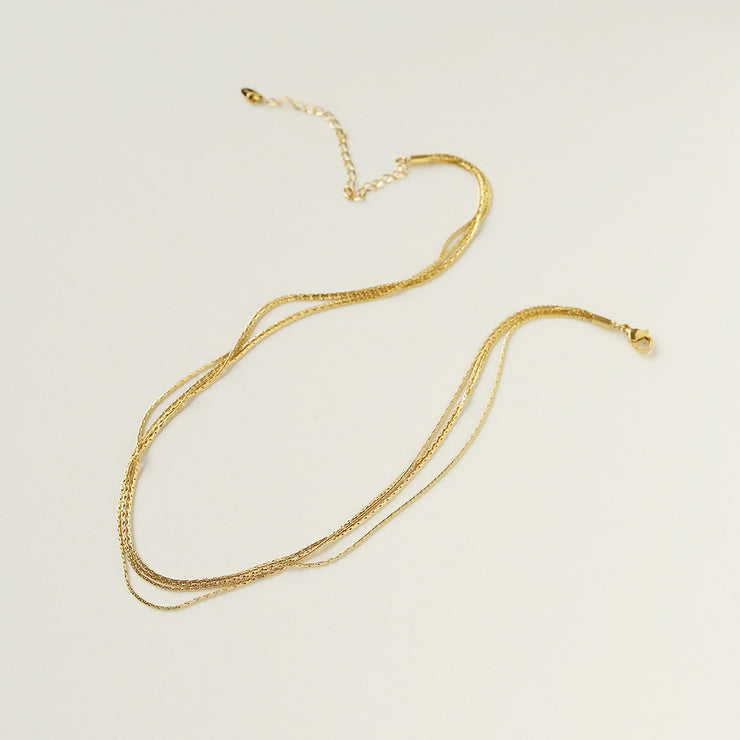 Gold Thread Layered Necklace