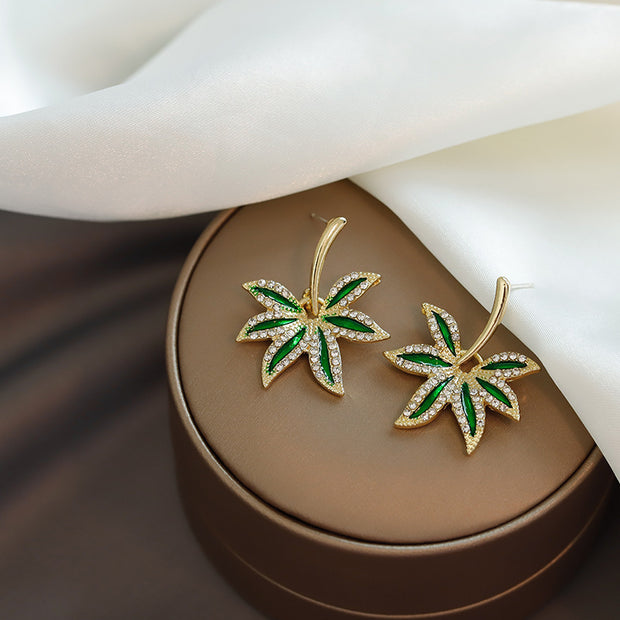 Enchanted Green Leaf Earrings