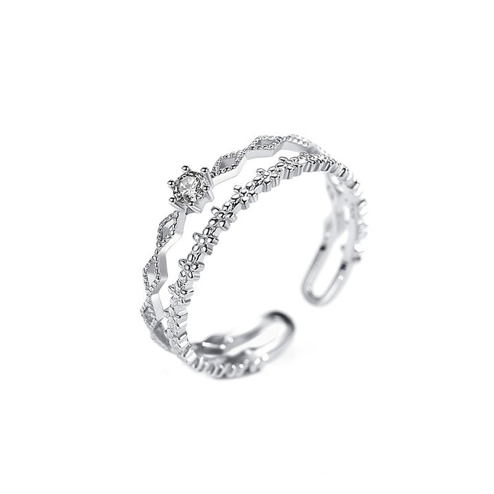 Silver Layered Flower Ring
