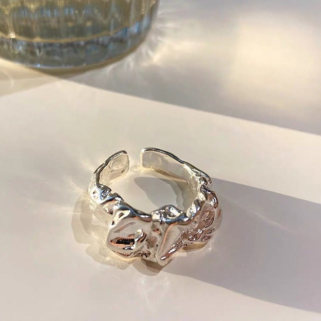 Metal Folded Lava Ring