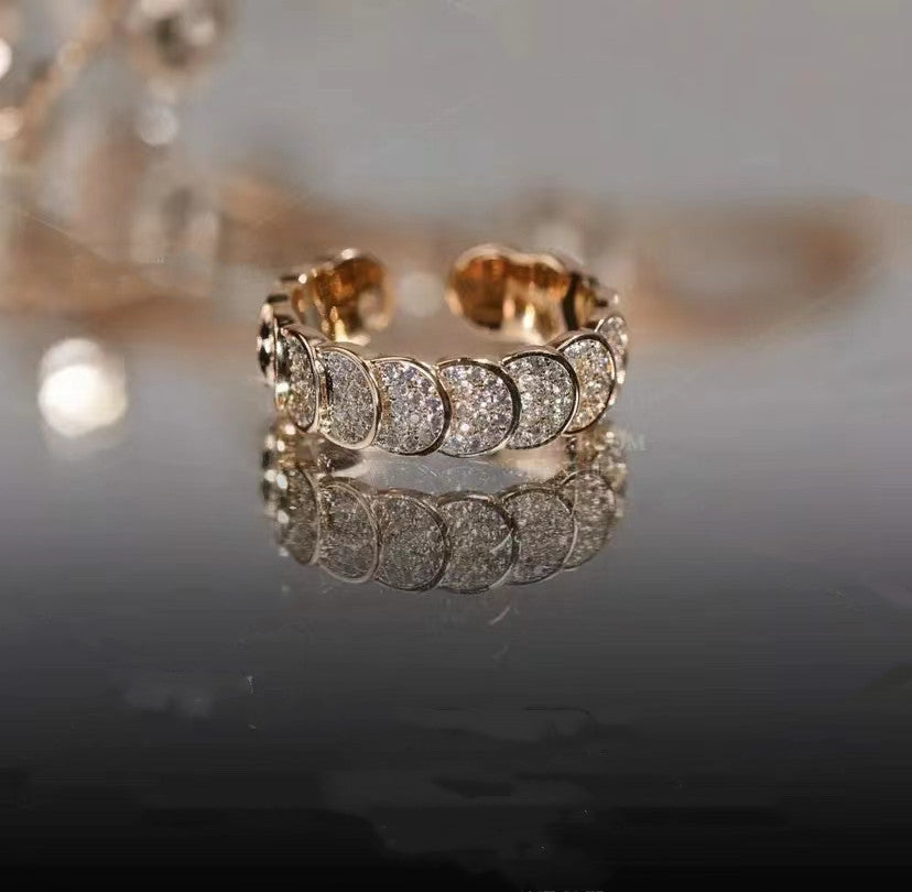Sequined Zirconia Adjustable Ring