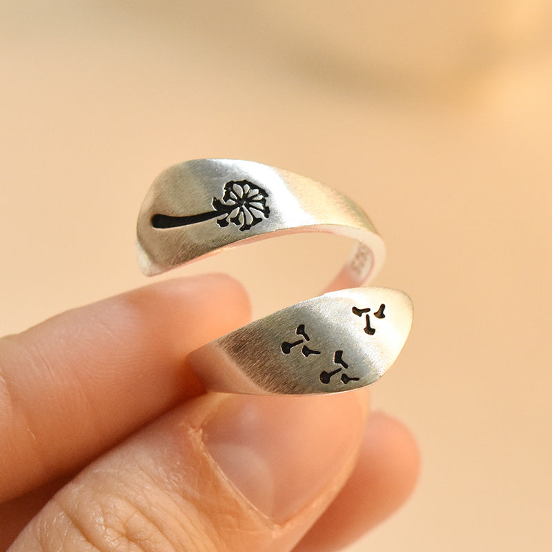 'Make A Wish' Sterling Silver Dandelion Ring