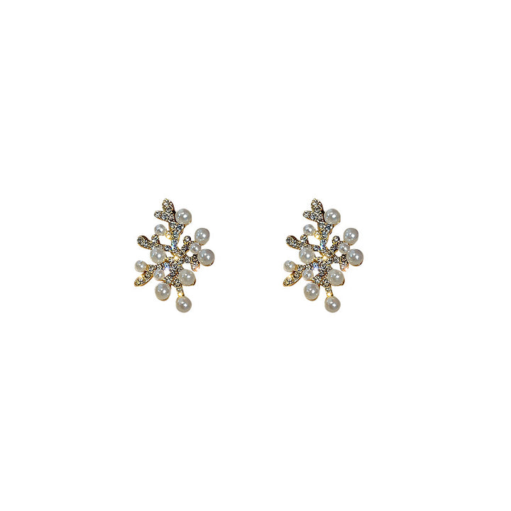 Coral Branch & Pearl Earrings