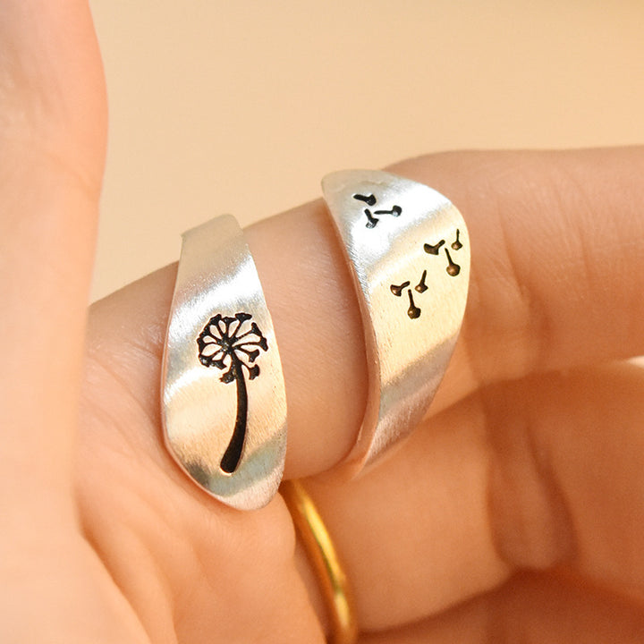 'Make A Wish' Sterling Silver Dandelion Ring