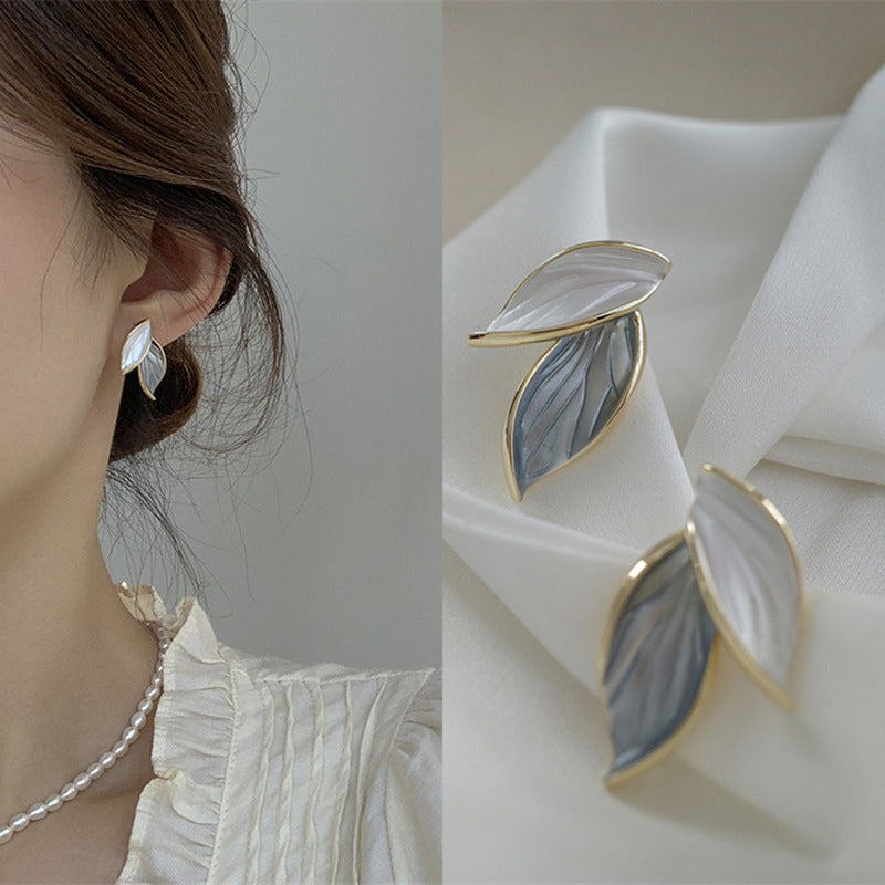 Blue Falling Leaf Earrings