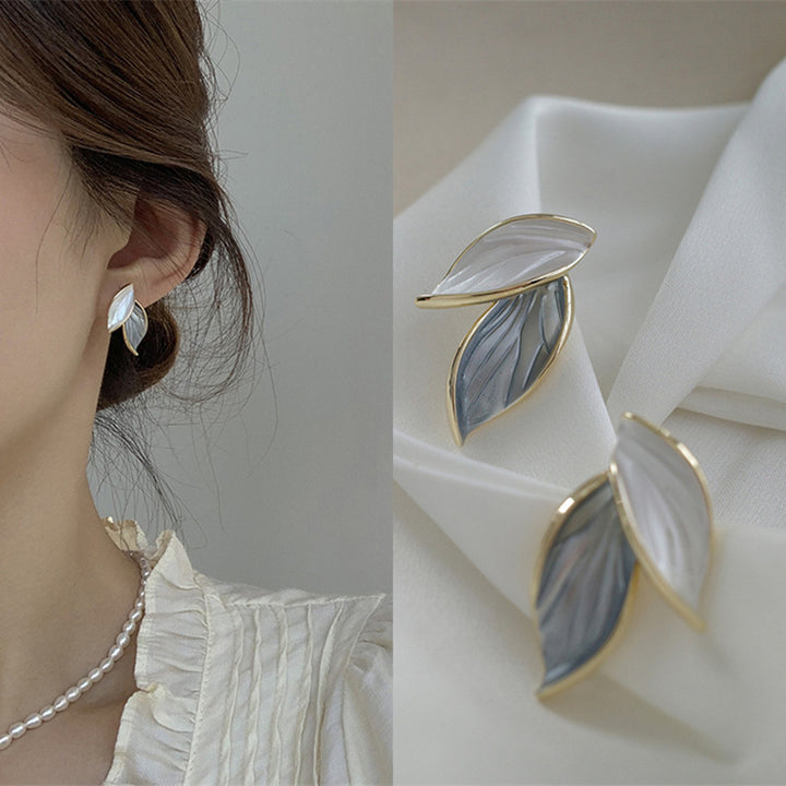 Blue Falling Leaf Earrings