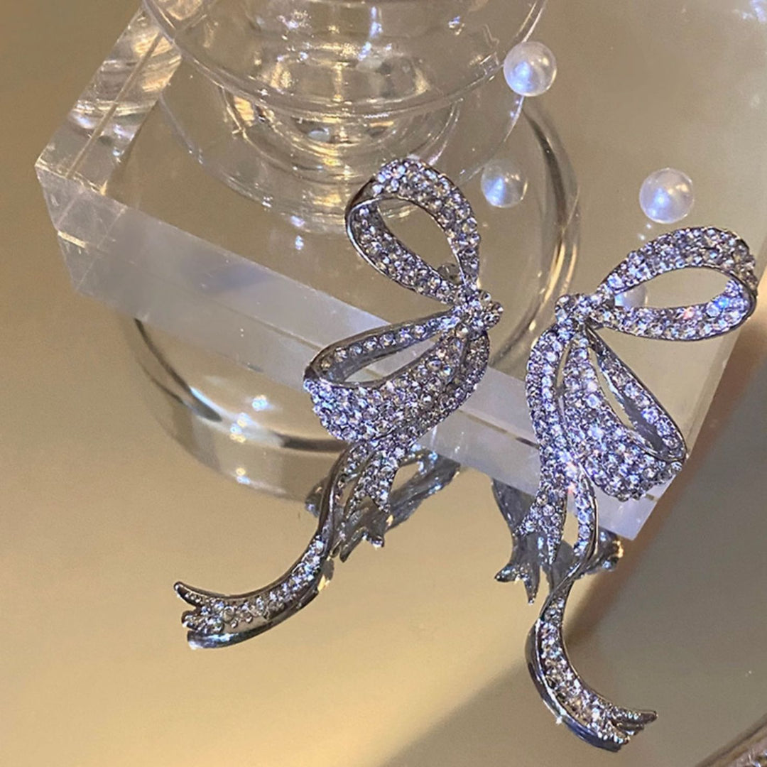 Bow Ribbon Zirconia Earrings