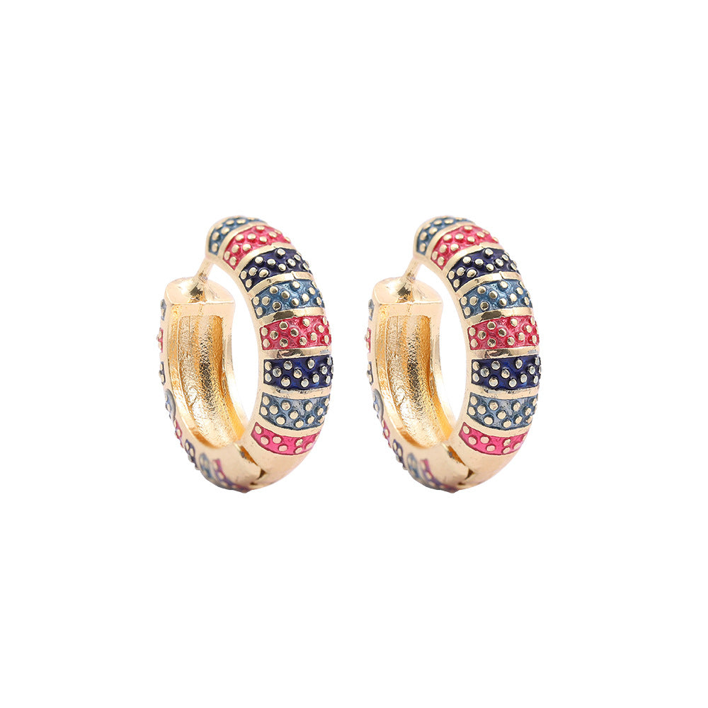 Gold Hoop Flower Earrings