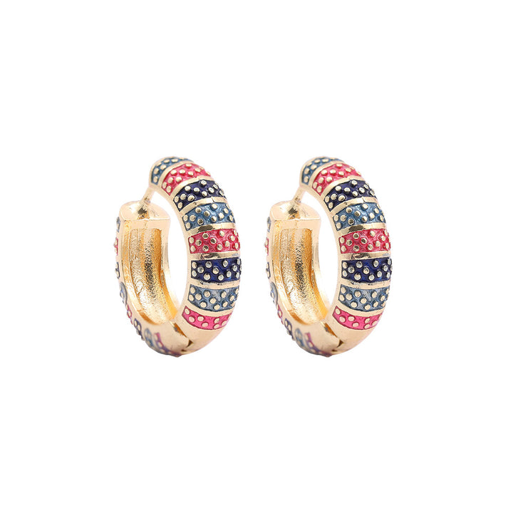 Gold Hoop Flower Earrings