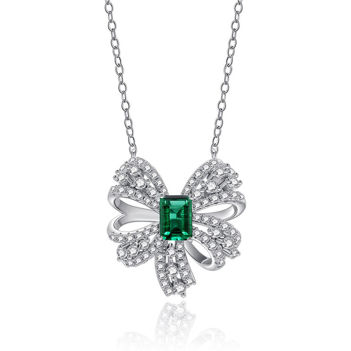Butterfly Bow Emerald & Moissanite Jewelry Set