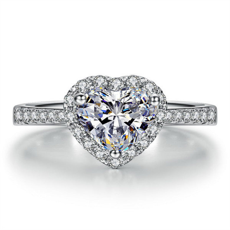 Heart Halo Moissanite Engagement Ring