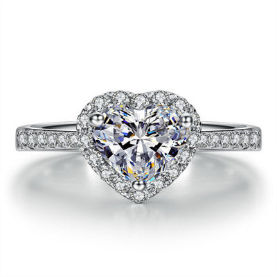 Moissanite 925 Silver True Love Heart Ring