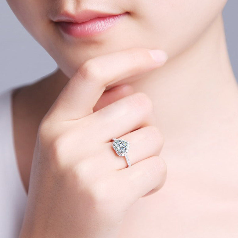 Heart Halo Moissanite Engagement Ring