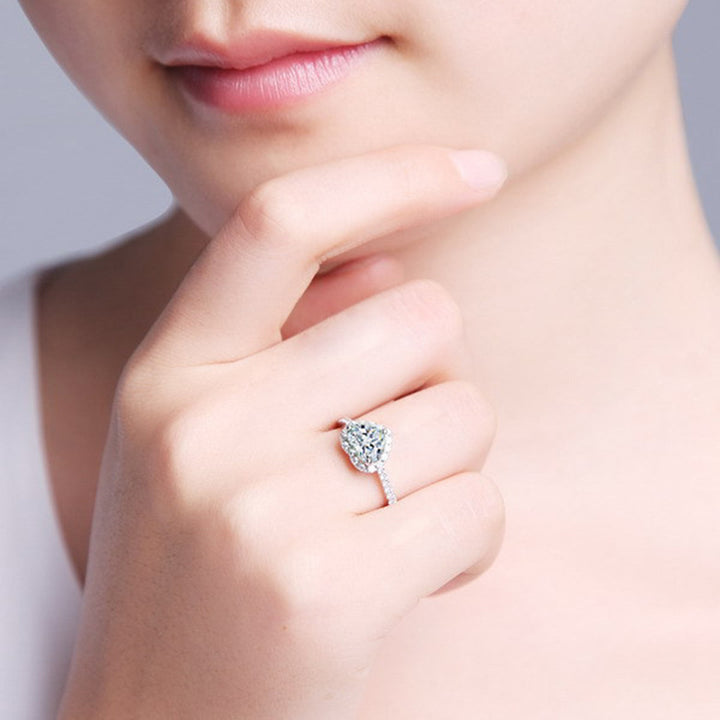 Heart Halo Moissanite Engagement Ring