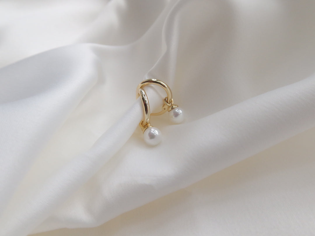 Natural Pearl Earrings in Sterling Silver with Gold Plating