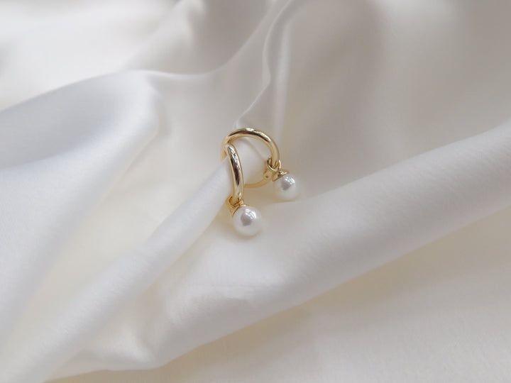 Natural Pearl Earrings in Sterling Silver with Gold Plating