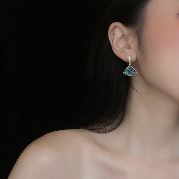 Vintage Ice Crystal Blue Pearl Earrings