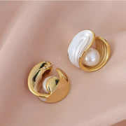 White Pearl Petal Earrings