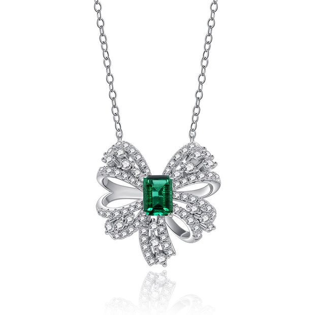 Emerald Butterfly  925 Silver Necklace