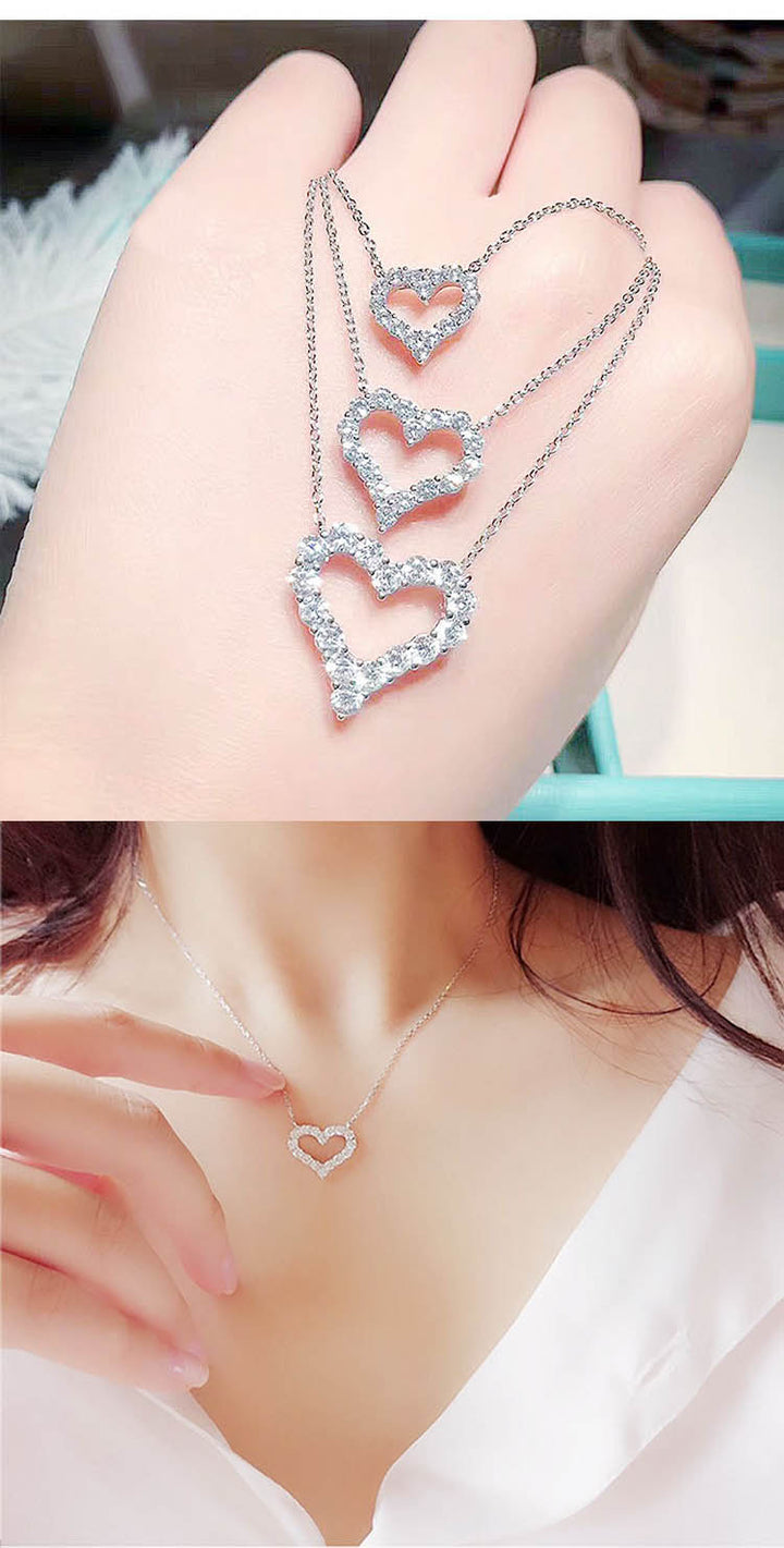 Open Heart Pavé Moissanite Necklace