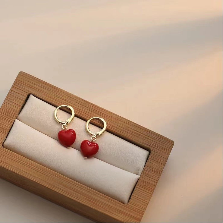 Cute Red Heart Earrings