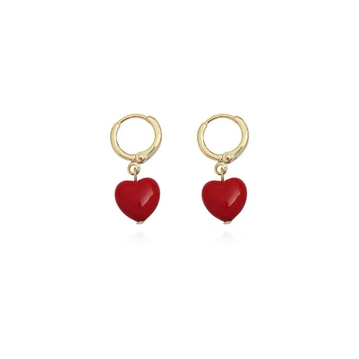 Cute Red Heart Earrings