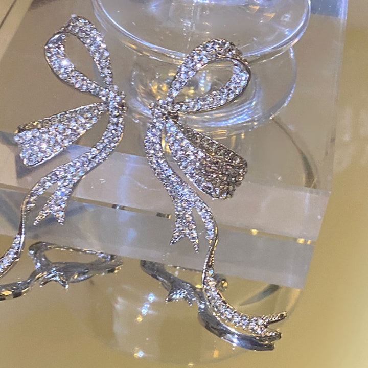 Bow Ribbon Zirconia Earrings