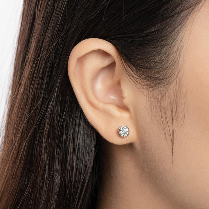 Bezel Moissanite Stud Earrings