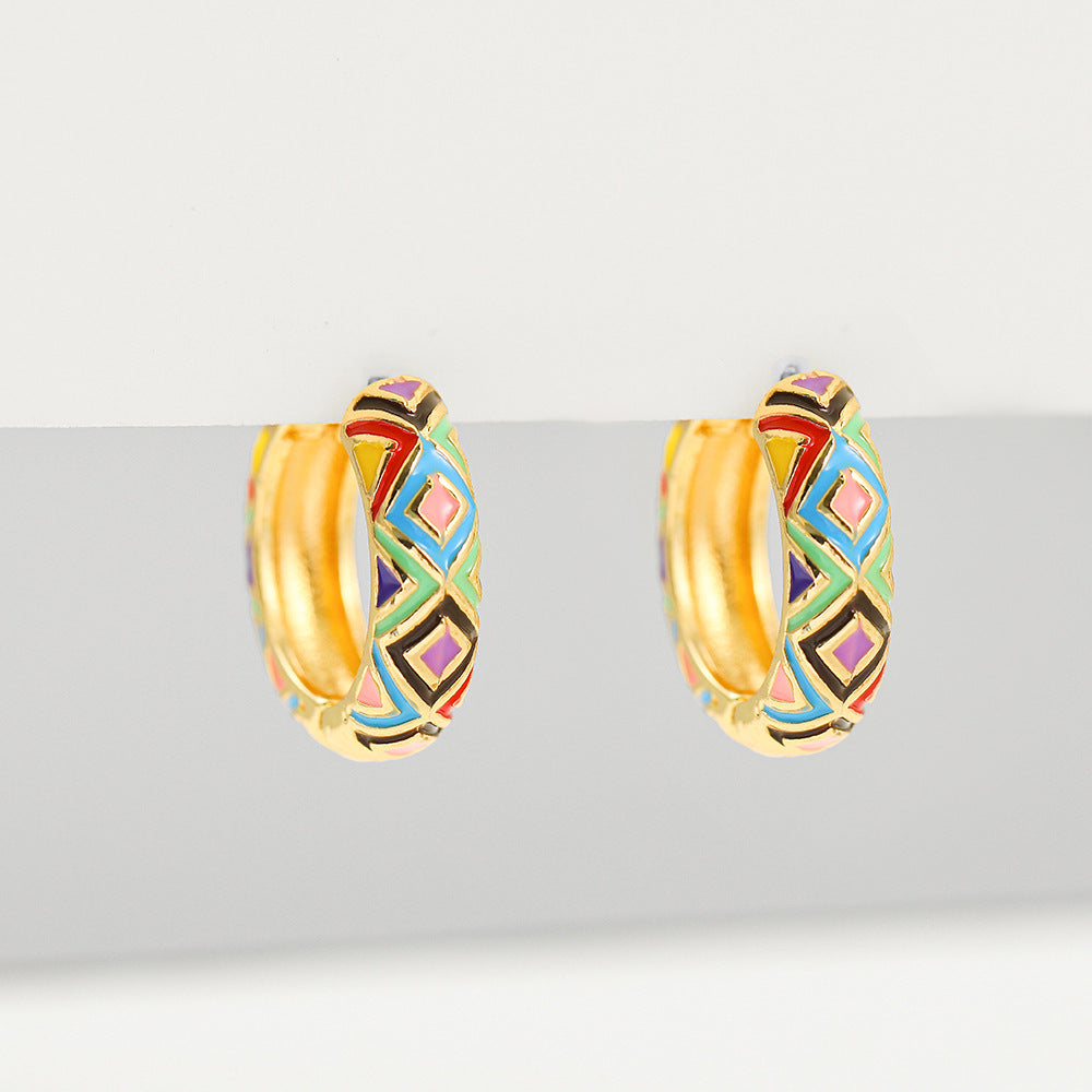 Gold Hoop Flower Earrings