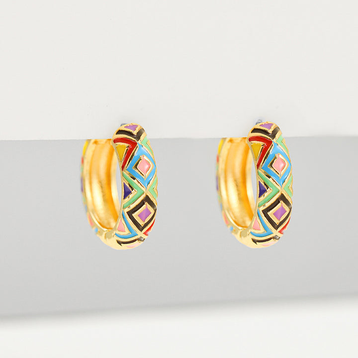 Gold Hoop Flower Earrings