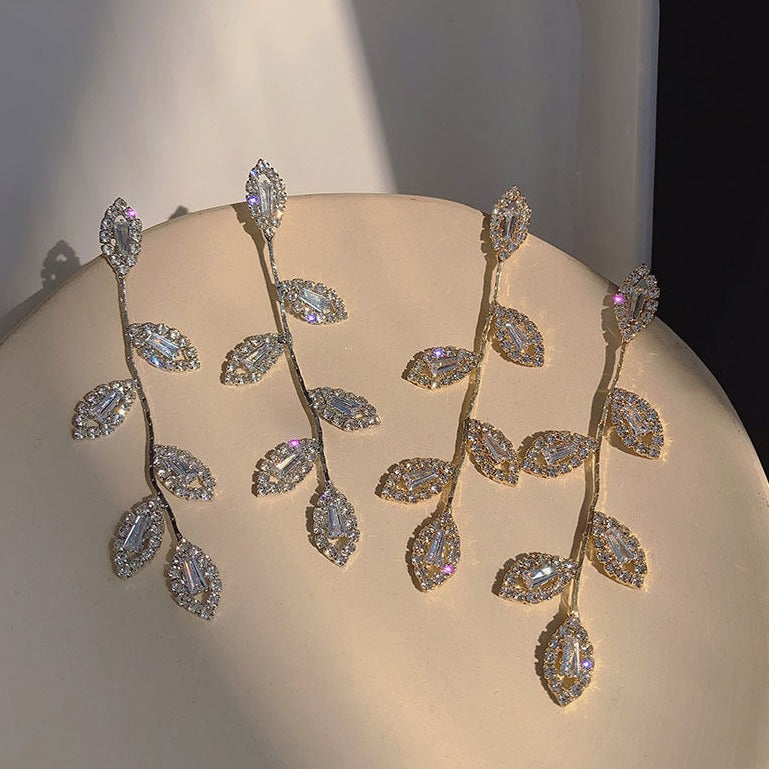 Leaf Crystal Earrings