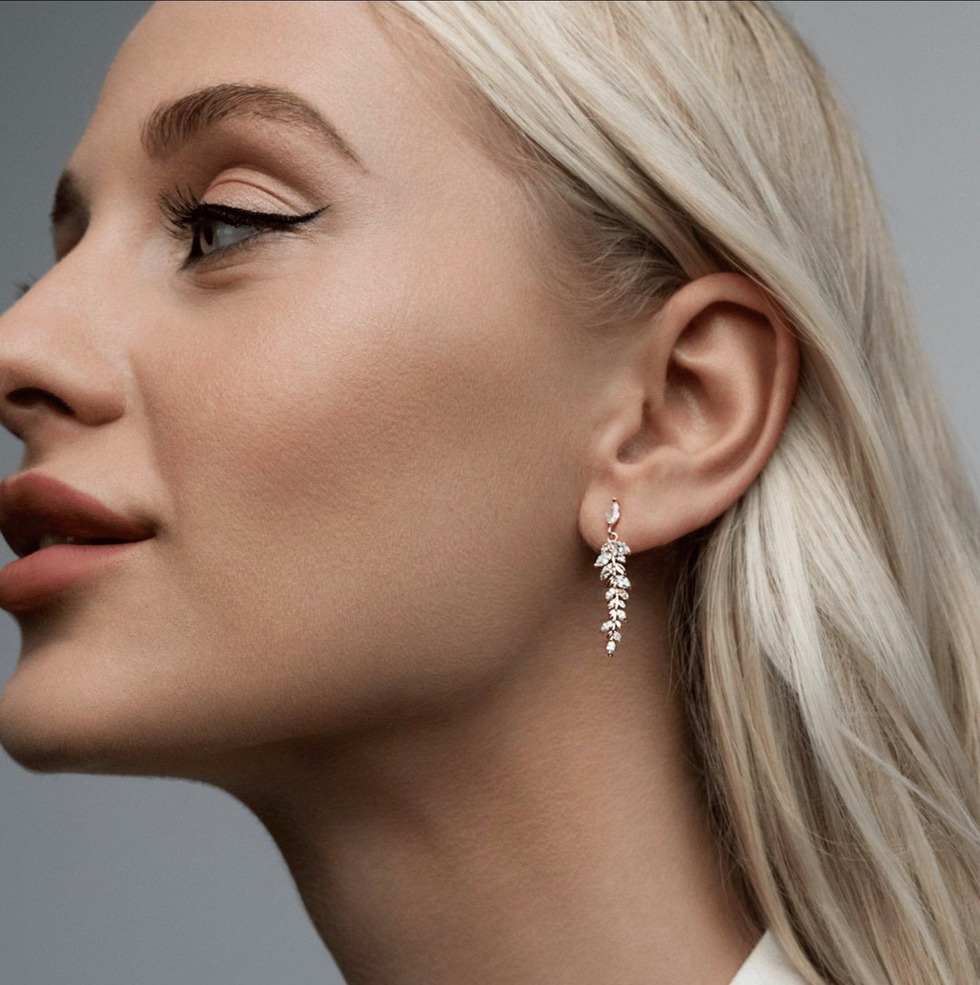 18K Gold Leaf Drop Earrings