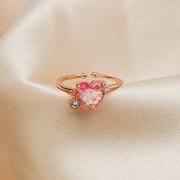 Gradient Crystal Love Heart Open Ring