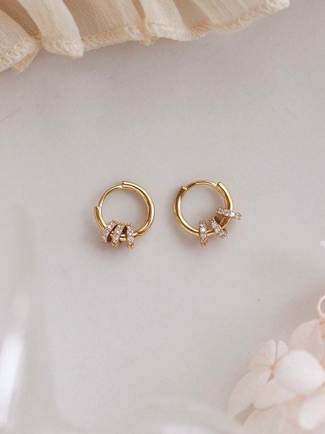 Delicate Rhinestone Hoop Earrings