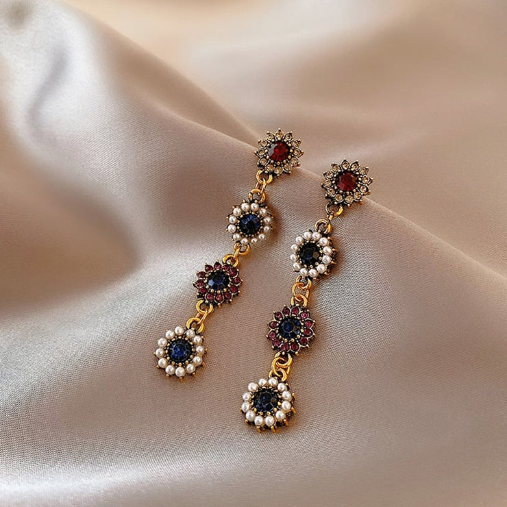 Vintage Flower Drop Earrings