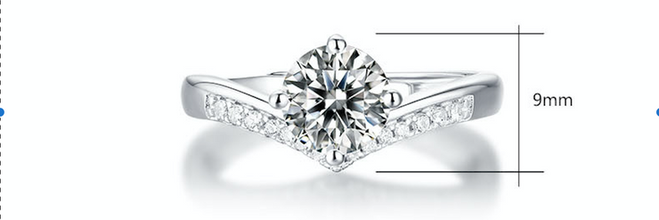 Princess Crown Moissanite Silver Ring