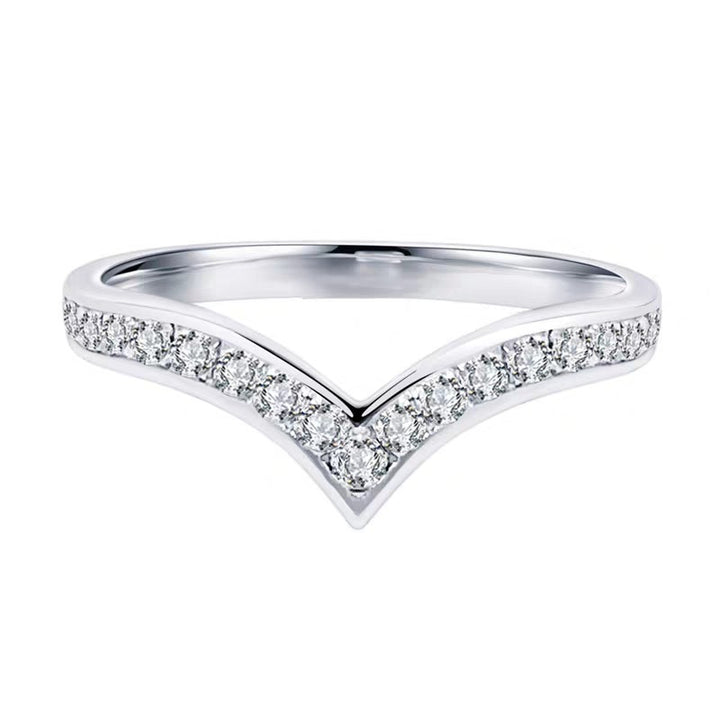 Wishbone Chevron Moissanite Stacking Ring