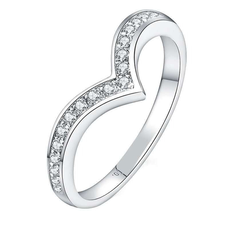 Wishbone Chevron Moissanite Stacking Ring