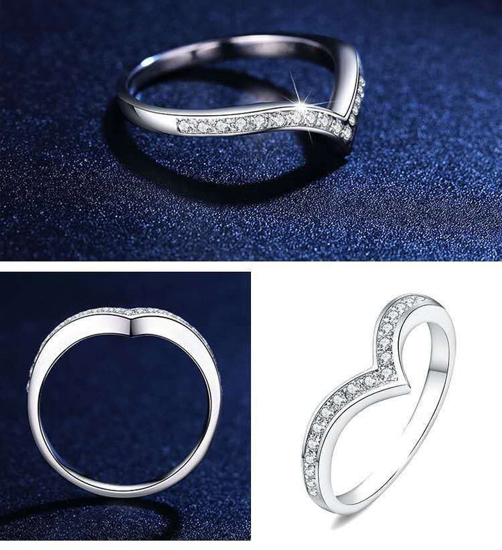 Wishbone Chevron Moissanite Stacking Ring