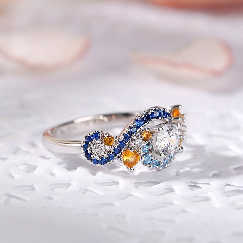 Van Gogh–Inspired Multicolor Moissanite Ring